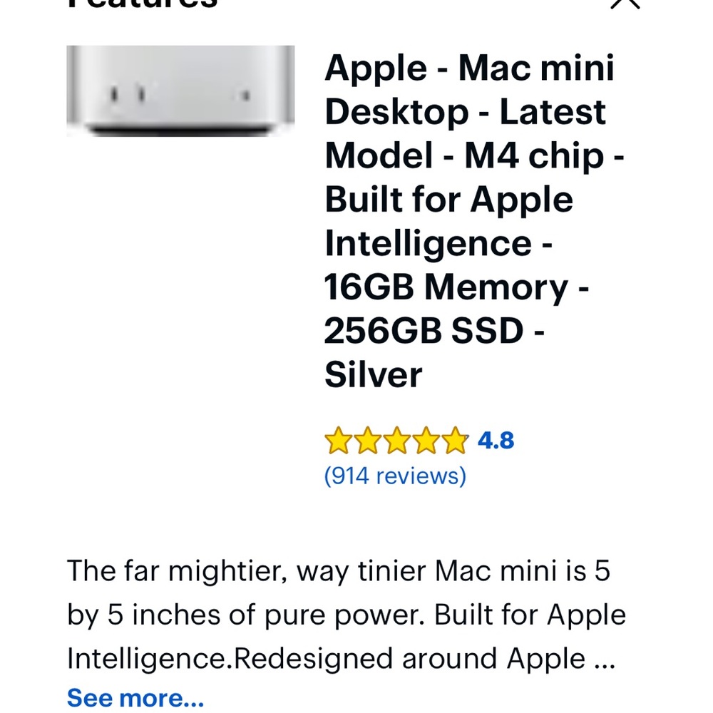 Apple Mac Mini new in box 16GB memory M4 chip